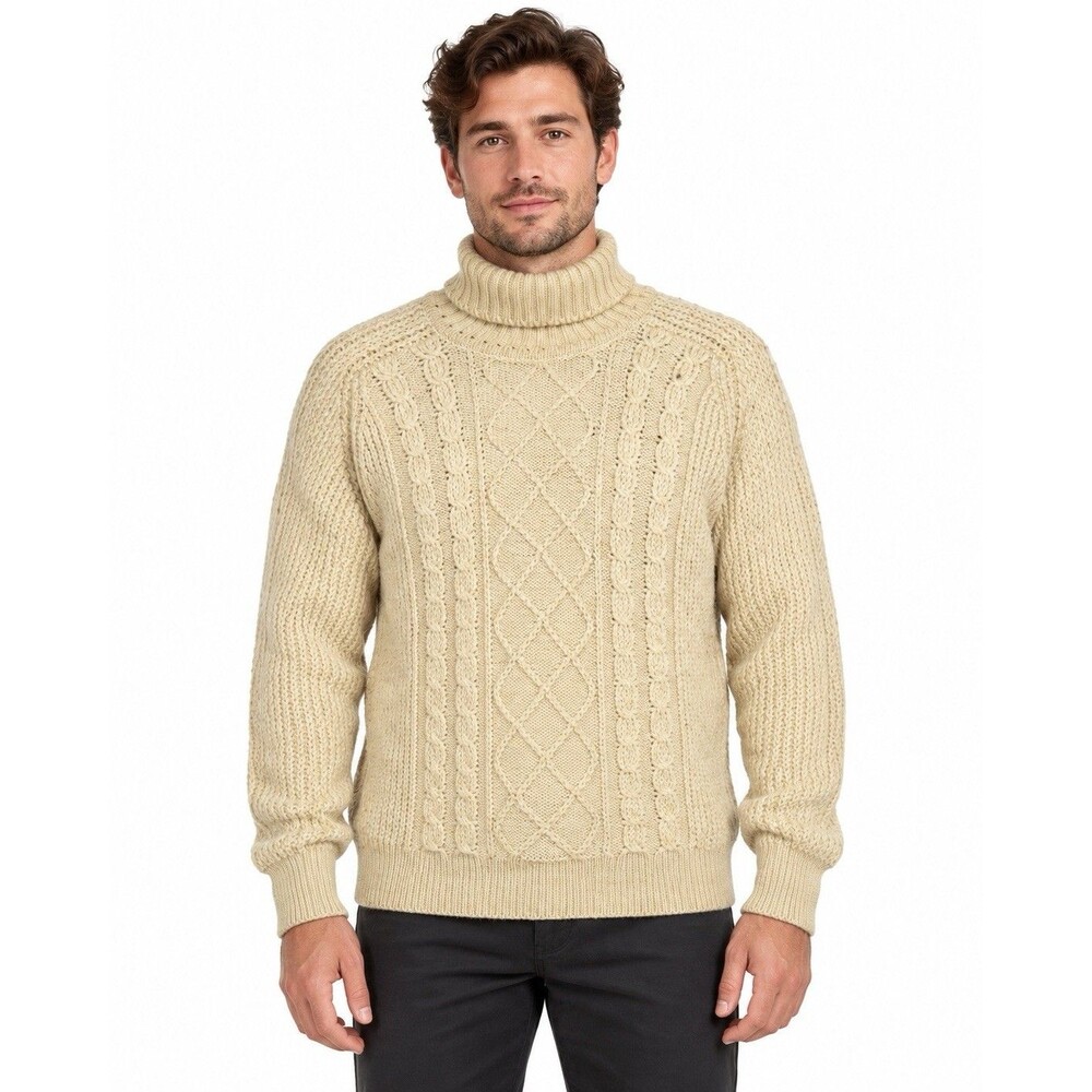 Vintage St Michael Wool Cable Knit Turtleneck Sweater 42 Made Britain Fisherman